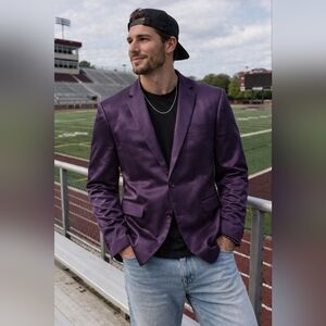 Vinci Purple Satin Blazer Jacket Men’s Formal Dress Jacket Size 40R Shiny